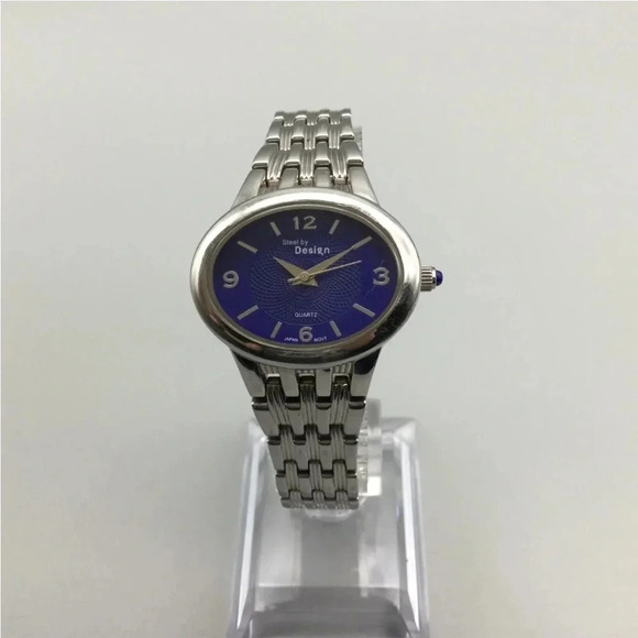 Steel by Design Watch Women 30mm Silver Tone Oval Blue Dial main image 7